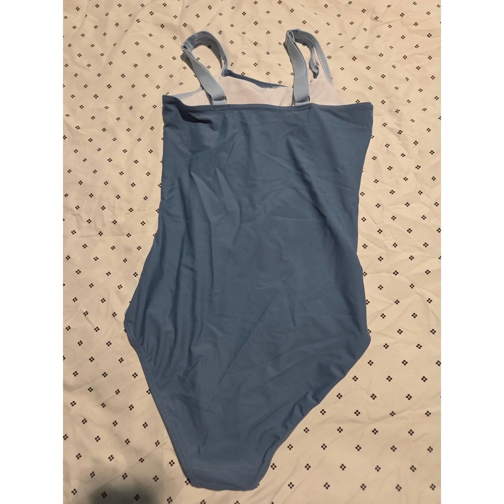 Blue Colorblock Ruched One Piece Swimsuit Girls 13-14Y Adjustable‎ Straps RNFS